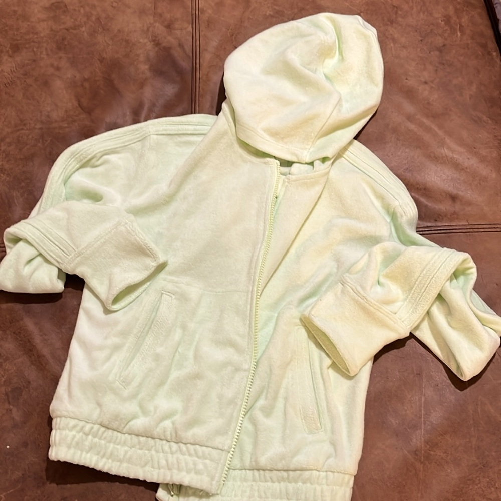 Athleta girl Terry warm up jacket XL size 14 citrine green surf & sand